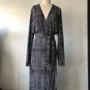 Norma Kamali Printed Dolman Wrap Dress
